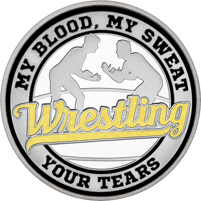 Gold "Wrestling" with Black Outer Circular Borders